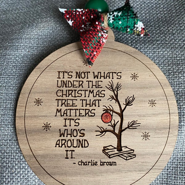 Rustic Charlie Brown Inspired Ornament - Handcrafted Wood Christmas Decor, Peanuts Inspired
