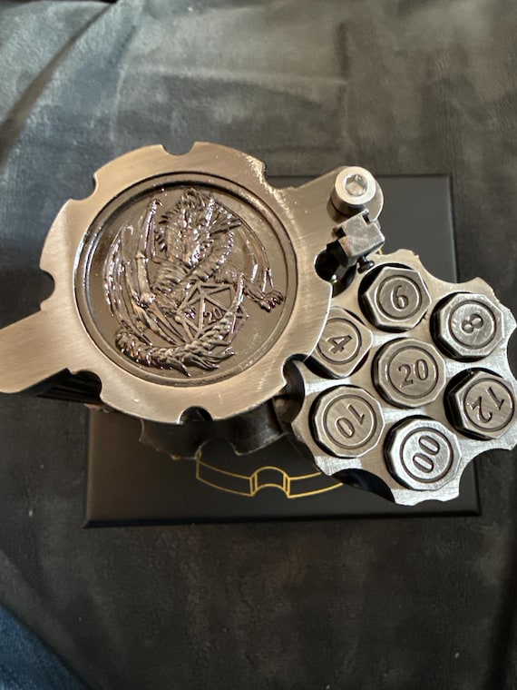 Full Metal Revolver Dragon fidget spinner bullet dice DND 7 piece set.