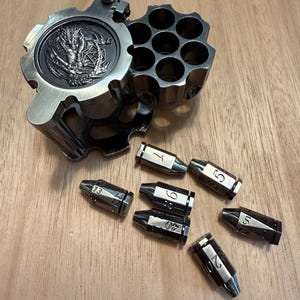 Full Metal Revolver Dragon fidget spinner bullet dice DND 7 piece set. image 5