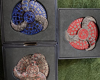 DND Dice Metal fidget spinner dice. Finger tip gyro roulette rpg TTRPG  gaming spinner.