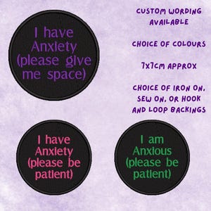 Anxiety Patch | Embroidered Badge | Sew On, Iron On, Hook & Loop (7x7cm)