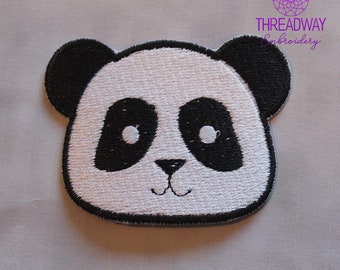 Embroidered Cute Panda Patch | Iron on Motif | Badges for Jacket Bag Blanket | Happy Cartoon Bear Head.