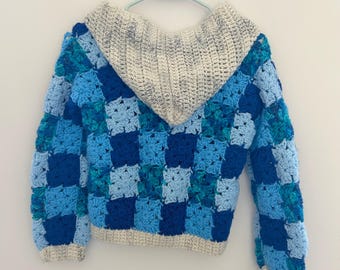 Yamaha Blue Sweatshirt + Kids Medium = Handmade Crochet