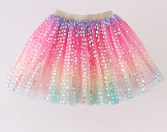 Sequin Rainbow Tulle Skirt