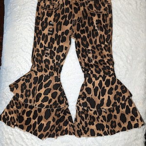 Leopard Bell Bottom Pants
