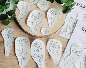 Stick & Stitch floral 10 LINEART fleurs, motifs floraux, stabilisateur de broderie, motif de broderie, écussons de broderie, patron de broderie, autocollants de broderie / S144