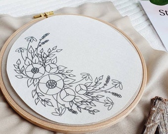 Stick & Stitch 19 cm floral motif customizable flowers embroidery motif embroidery patch embroidery template learn to embroider embroidery stickers