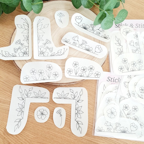 Stick & Stitch floral Blumen 11 Blumenmotive Kleidung besticken Stickvlies Stickmotiv Stickpatches Stickvorlage sticken Stickaufkleber /S119