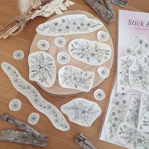 Stick & Stitch floral flowers 15 flower motifs embroidery stabilizer embroidery motif embroidery patches embroidery pattern learn to embroider embroidery stickers / S118