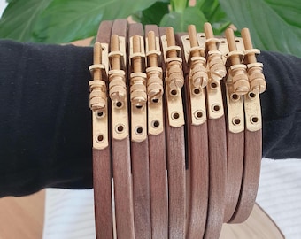 Tambour à broder couleur noisette, broderie, bricolage, apprendre à broder, broderie moderne / R101