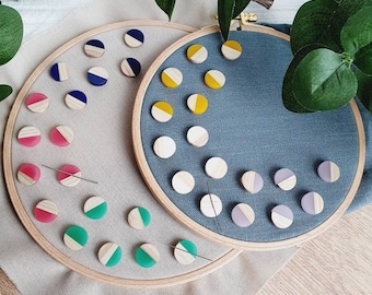 Mini aimant rond pour aiguilles, en bois, porte-aiguilles, en résine, couleurs variées / N103