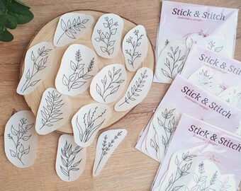 Stick & Stitch botanicals 12 motifs végétaux broderie polaire motifs de broderie patchs de broderie modèle de broderie apprendre à broder broderie autocollants de broderie / S122
