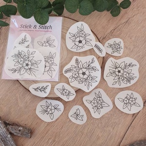 Stick & Stitch floral roses rose motifs flowers embroidery fleece embroidery motif embroidery patches embroidery template learn to embroider embroidery embroidery stickers