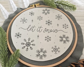 Stabilisateur de broderie Stick & Stitch 19 cm « Let it Snow », motif de broderie Joyeux Noël, apprendre à broder / S164