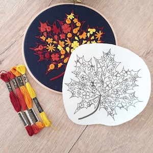 Stick & Stitch 22cm Herbstahorn, Herbst, Stickvlies, Stickmotiv Vorlage Stickvorlage sticken lernen diy embroidery Moderne Stickerei / S109