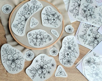 Stick & Stitch floral flowers 13 flower motifs embroidery fleece embroidery motif embroidery patches embroidery template learn to embroider embroidery embroidery stickers