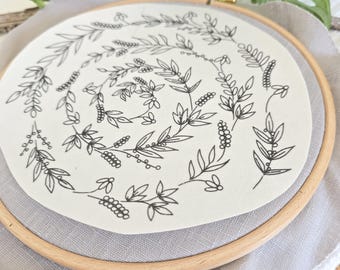 Stick & Stitch 19 cm herbe sauvage spirale fleur spirale motif de broderie patch de broderie modèle de broderie apprendre à broder autocollant de broderie / S161