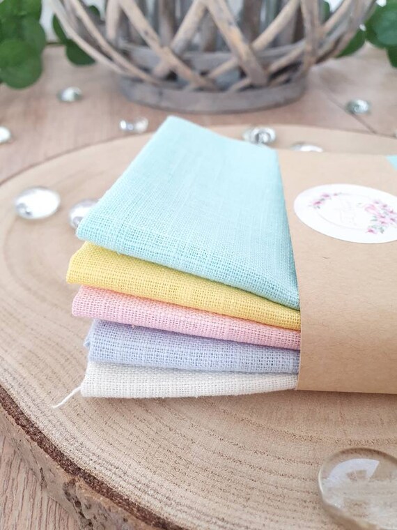 Stoffpaket 5x Leinen pastell, 27,5x27,5cm, Stickstoff, Stoff