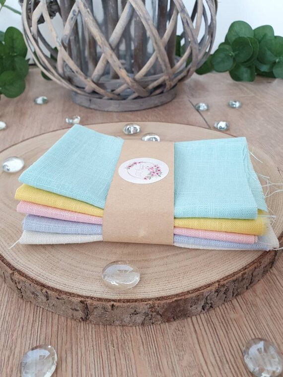 Stoffpaket Leinen Stoff Sticken Stoffpaket 5x Leinen Pastell, 27