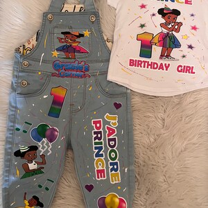 Gracie’s Corner Birthday Overalls and Shirt Outfit Any Character