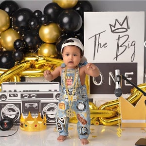 Gift BIG ONE Notorious Kids Custom painted Birthday denim Overalls only