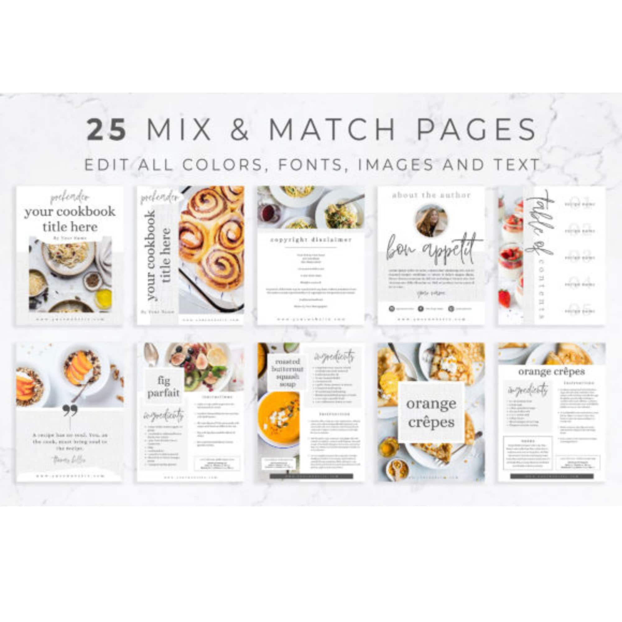 Recipe Cookbook Ebook Template Edit on Canva, Delicious Meals in 25 ...