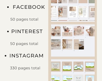Plantillas profesionales para redes sociales para Facebook, Pinterest e Instagram / Plantillas para redes sociales todo en uno: descarga instantánea, Canva