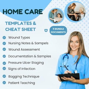 Home Health Verpleegkundigendocumentatie gemakkelijk gemaakt: sjablonen, praktische tips en spiekbriefjes| Decubitus, typen wondbeoordeling | Medicatie