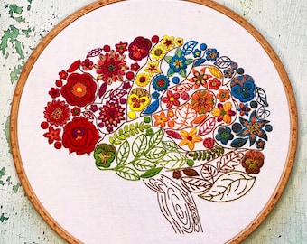 Cérebro Floral - Padrão de Bordado PDF - Download Digital