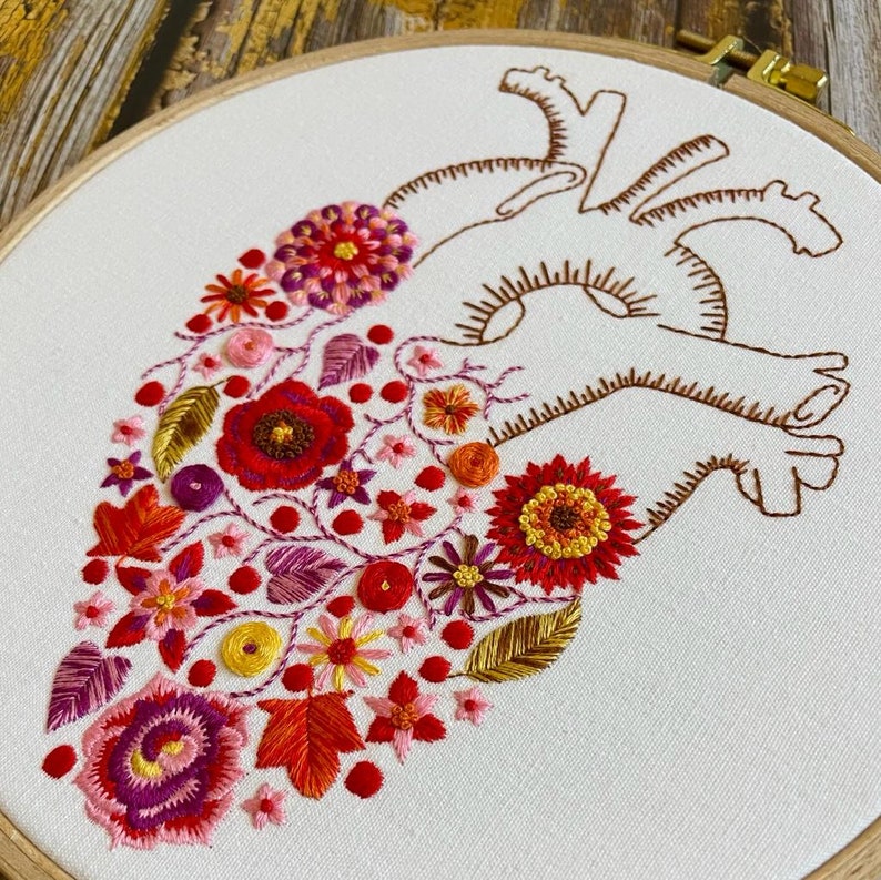 Floral Heart Embroidery Pattern PDF Digital Download - Etsy