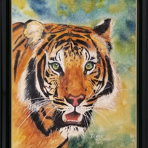 Original watercolor painting &quot;Tiger Power&quot;