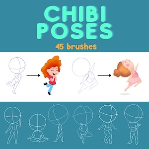 Chibi Poses Stamps for Procreate | Brush Pack | Procreate Brush Pack