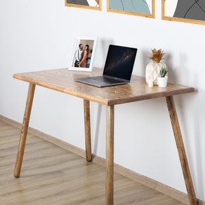 Büroschreibtisch, kleiner Stehschreibtisch, minimalistischer Holzschreibtisch, Massivholztisch Bild 4