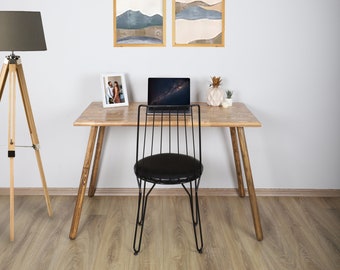 Escritorio de oficina, escritorio pequeño de pie, escritorio de madera minimalista, mesa de madera maciza