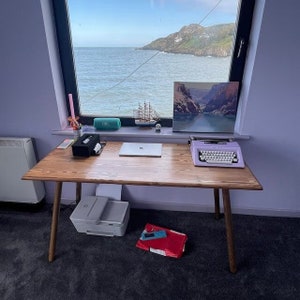 Büroschreibtisch, kleiner Stehschreibtisch, minimalistischer Holzschreibtisch, Massivholztisch Bild 3