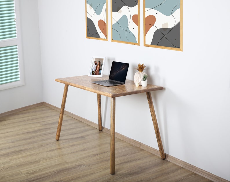 Büroschreibtisch, kleiner Stehschreibtisch, minimalistischer Holzschreibtisch, Massivholztisch Bild 6