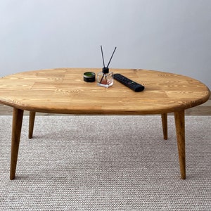 Table basse, table basse ovale en bois, table basse minimaliste pour le salon image 5