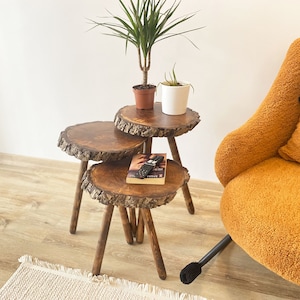 Side Table,Walnut Round End Table, Solid Wood Walnut Coffee Table, Handmade Table For Living Room