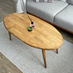 Table basse, table basse ovale en bois, table basse minimaliste pour le salon image 6