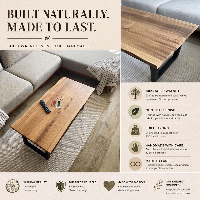 live edge wood table features