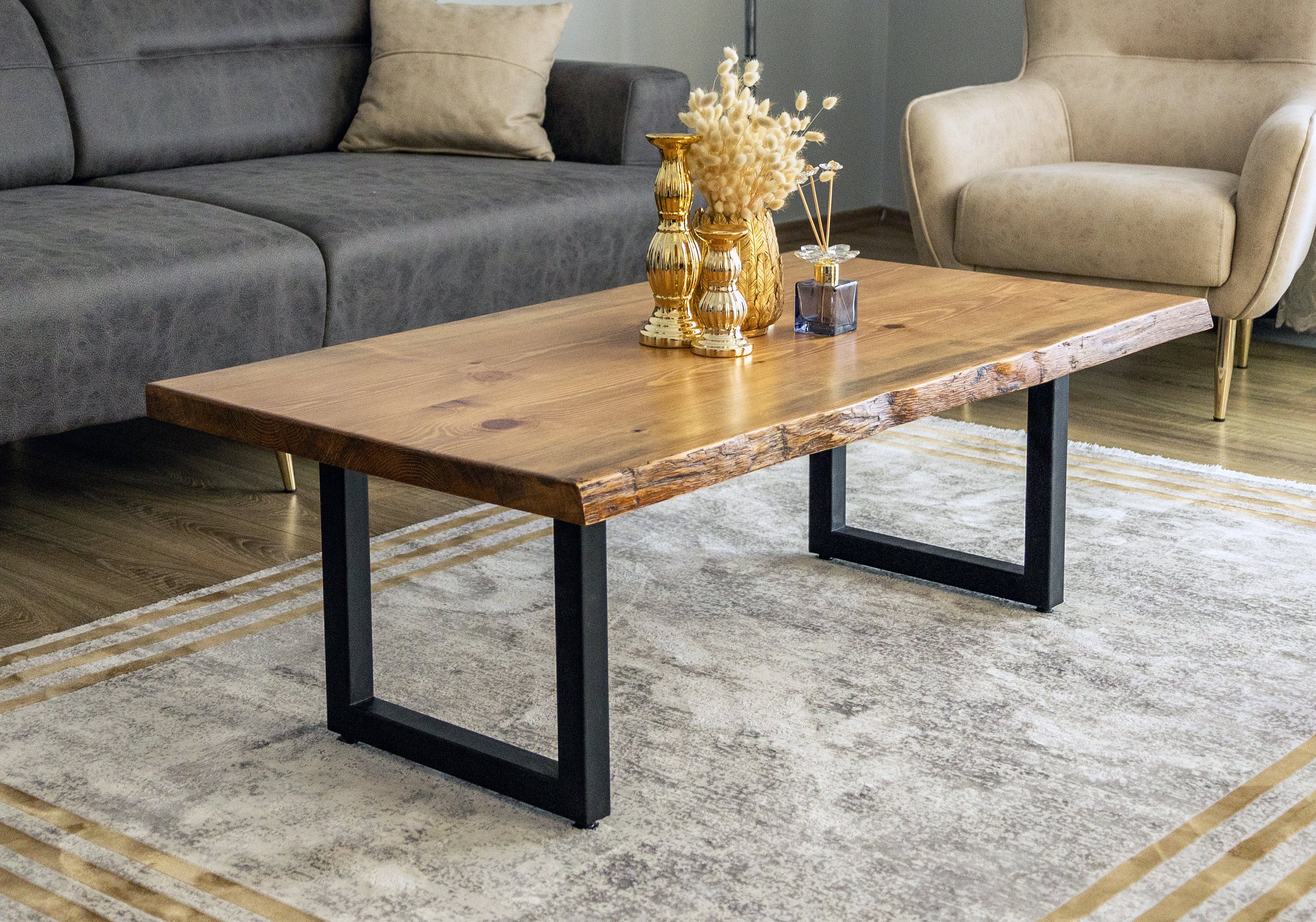 Live edge end sale table with drawer