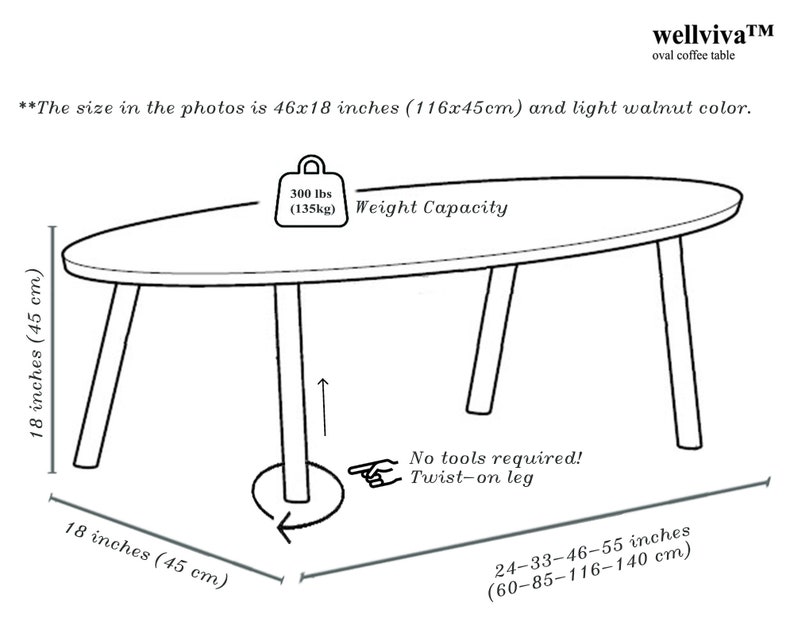 Table basse, table basse ovale en bois, table basse minimaliste pour le salon image 7