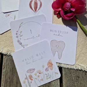 Cartes d'étapes pour bébé | Ma première année | Lot de 20 | aquarelle