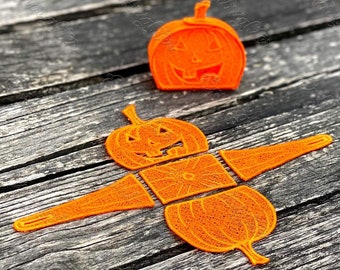 Jack-o&#39;-Laterne FSL Kürbis Geschenkbox Maschinenstickerei Design