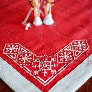 Cross stitch snowflakes corner pattern embroidery design