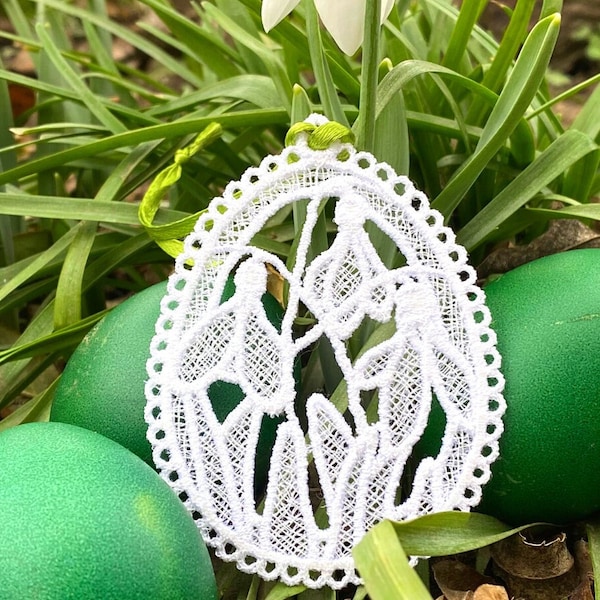 Easter fsl ornament Snowdrops machine embroidery design