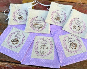 Baby Erinnerungsstücke Stickdatei Set | Baby Meilensteine Stickmotive | 4x4 Inch Rahmen