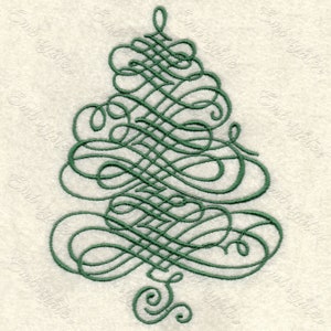 Curly christmas tree embroidery design