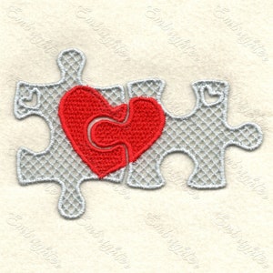 Free standing lace heart puzzle for Valentine&#39;s day machine embroidery design