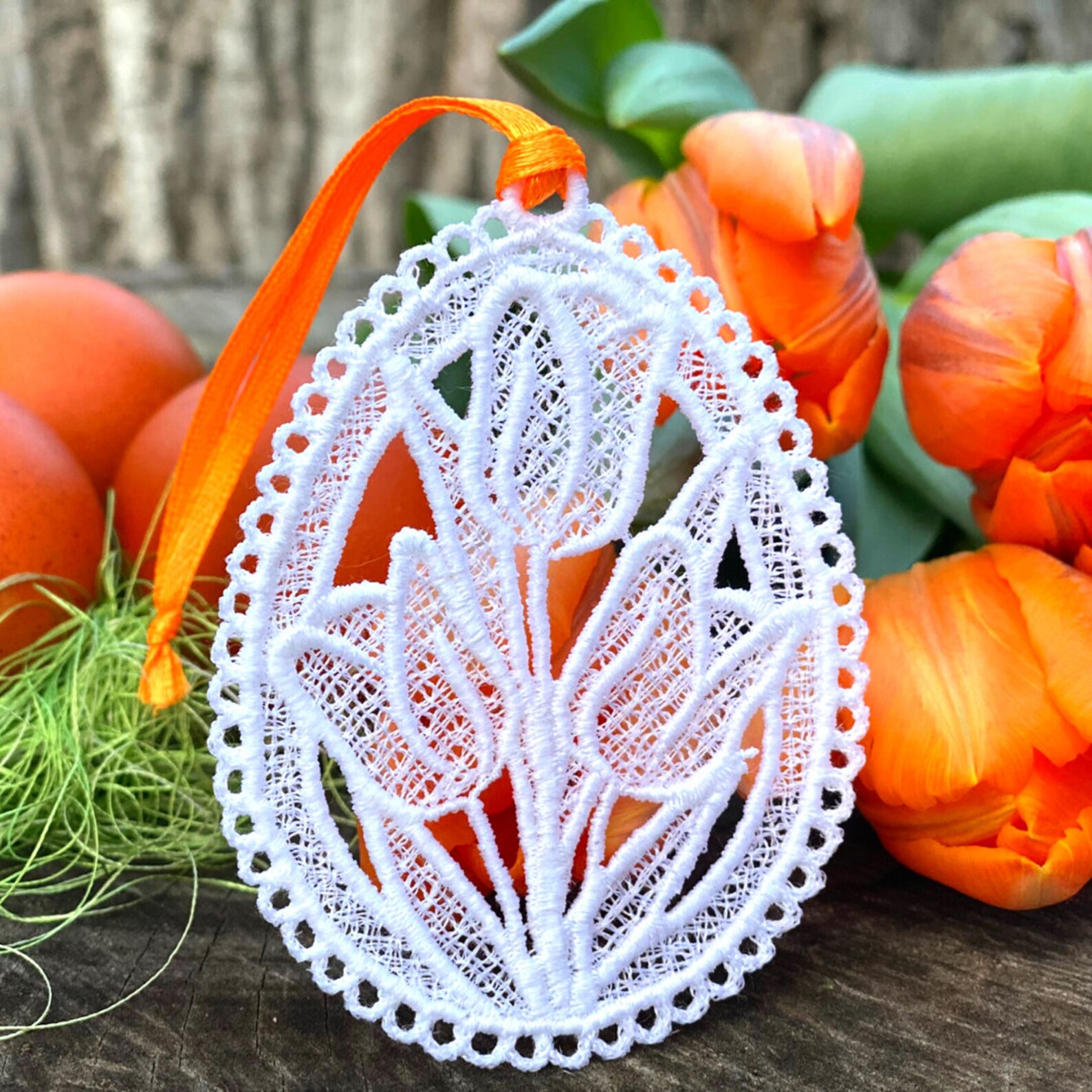 Easter Fsl Egg Shaped Ornament Set Machine Embroidery Design Etsy